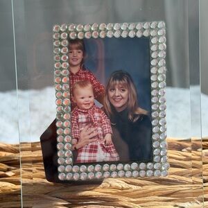 Miniature picture frame, vintage glass and sequined glass beads.
3”x 4”